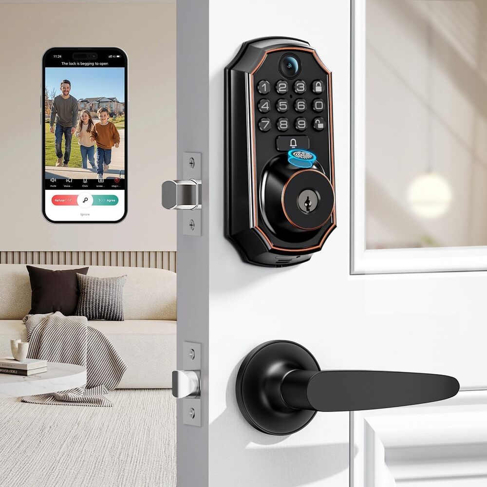 WiFi Video Smart Lock, Camera, Doorbell 5-in-1 Keyless Entry, Fingerprint